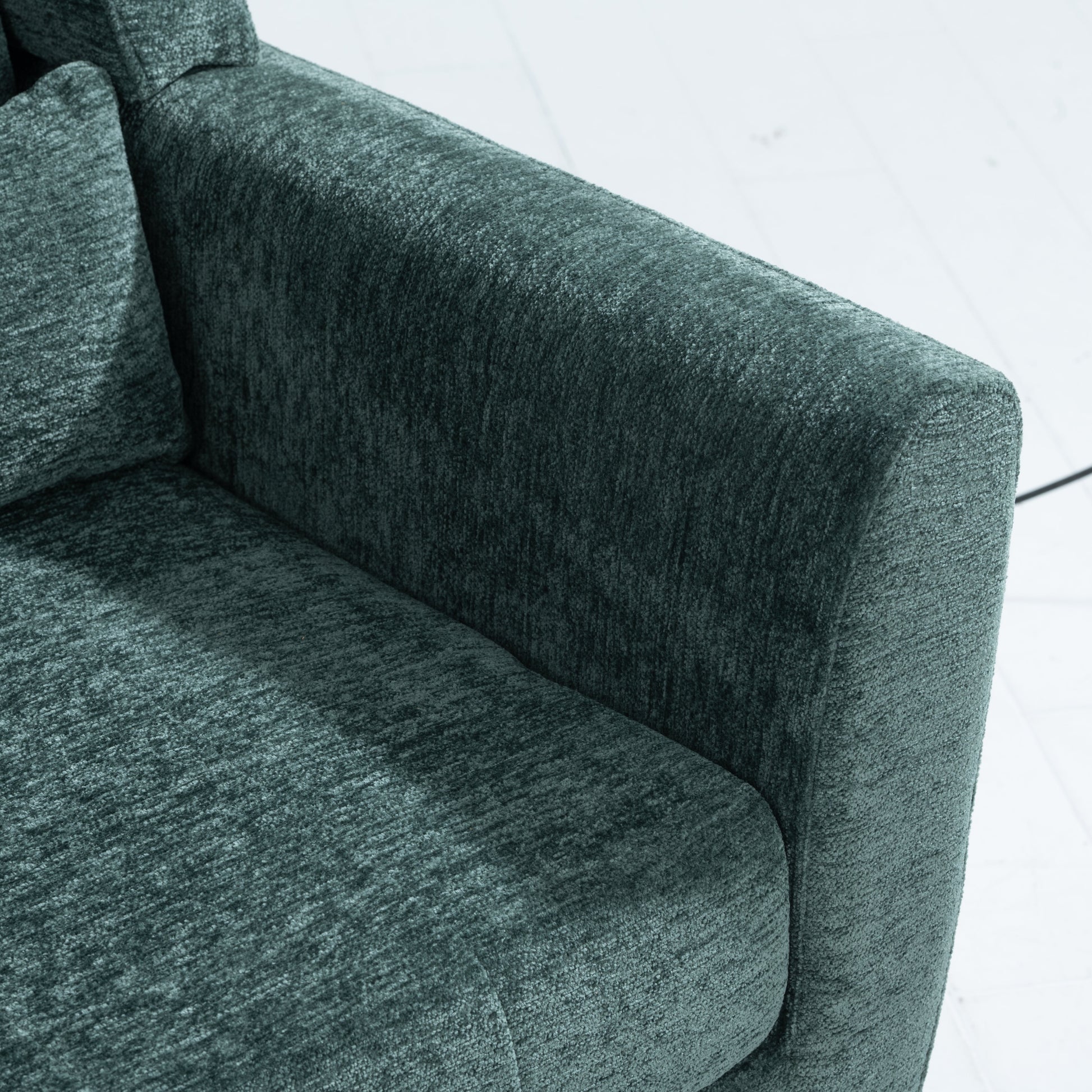 Modern Accent Chair Upholstered Foam Filled Living Room Chairs Comfy Reading Chair Mid Century Modern Chair  (Blackish Green) - Korvel