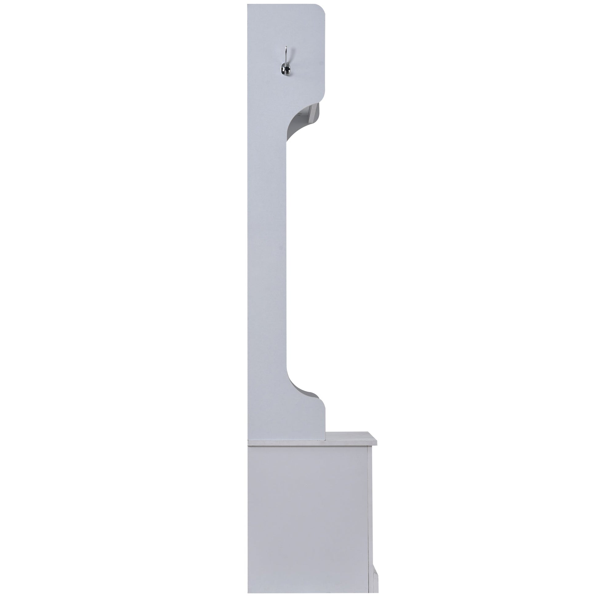 U-Can Hall Tree with 6 Hooks  Coat Hanger Entryway Bench Storage Bench (White) - Korvel