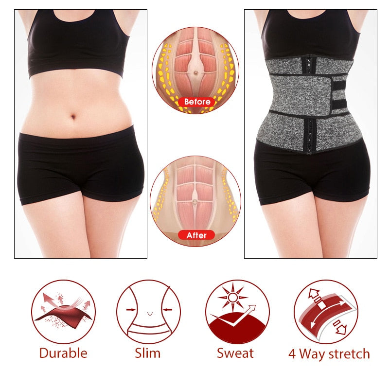 Neoprene Sauna Waist Trainer Corset Sweat Belt for Women Weight Loss Compression Trimmer Workout Fitness - Korvel