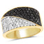 14K Yellow Gold Plated Black & White Diamond Cluster Ring