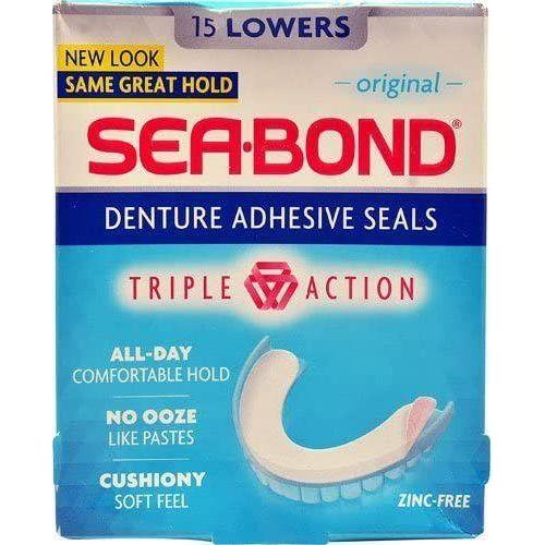 Sea-Bond Triple Action Lower Denture Adhesive Seals - 15 Ct