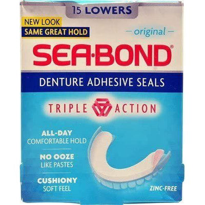Sea-Bond Triple Action Lower Denture Adhesive Seals - 15 Ct