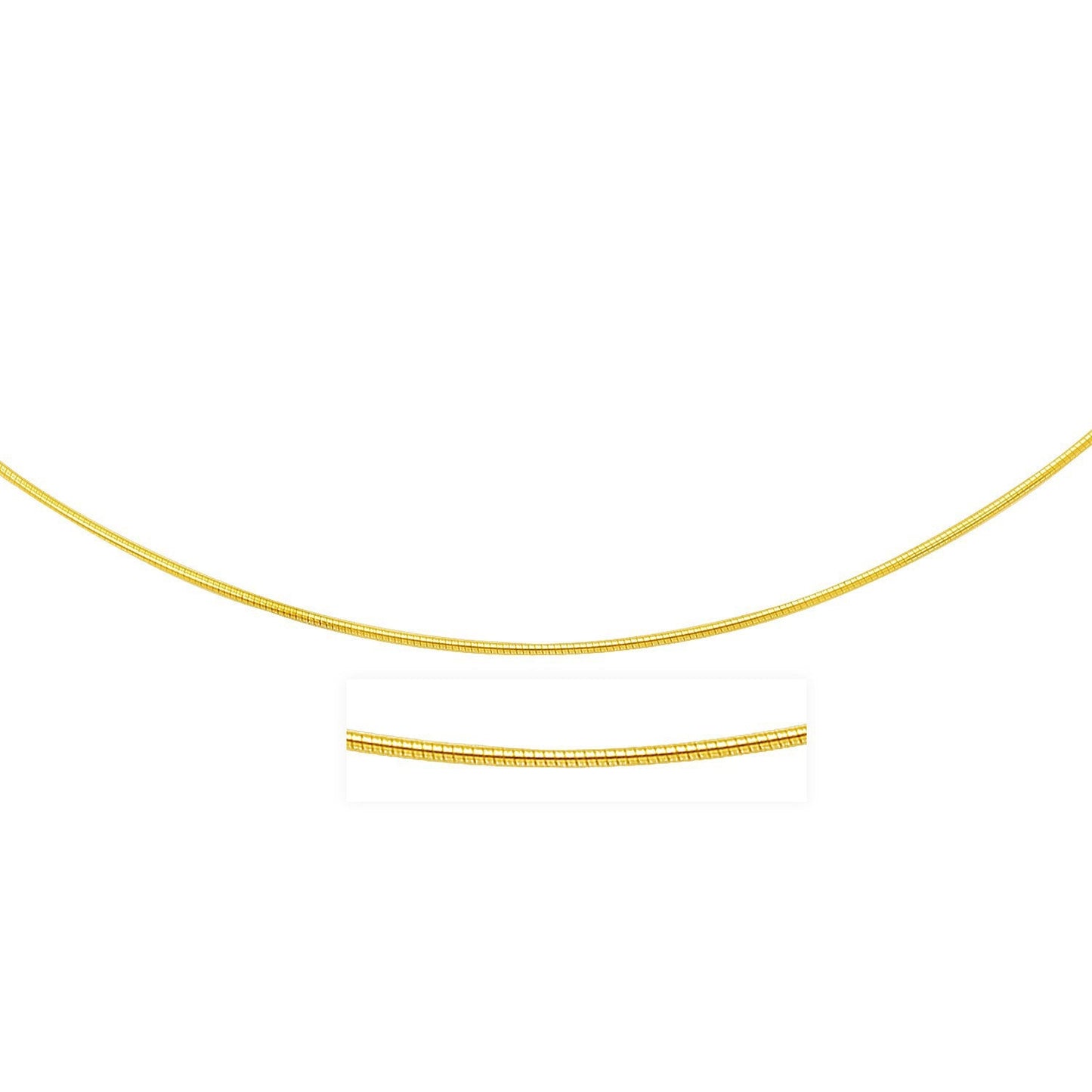 Collier Omega Rond Motif Fin en Or Jaune 14k