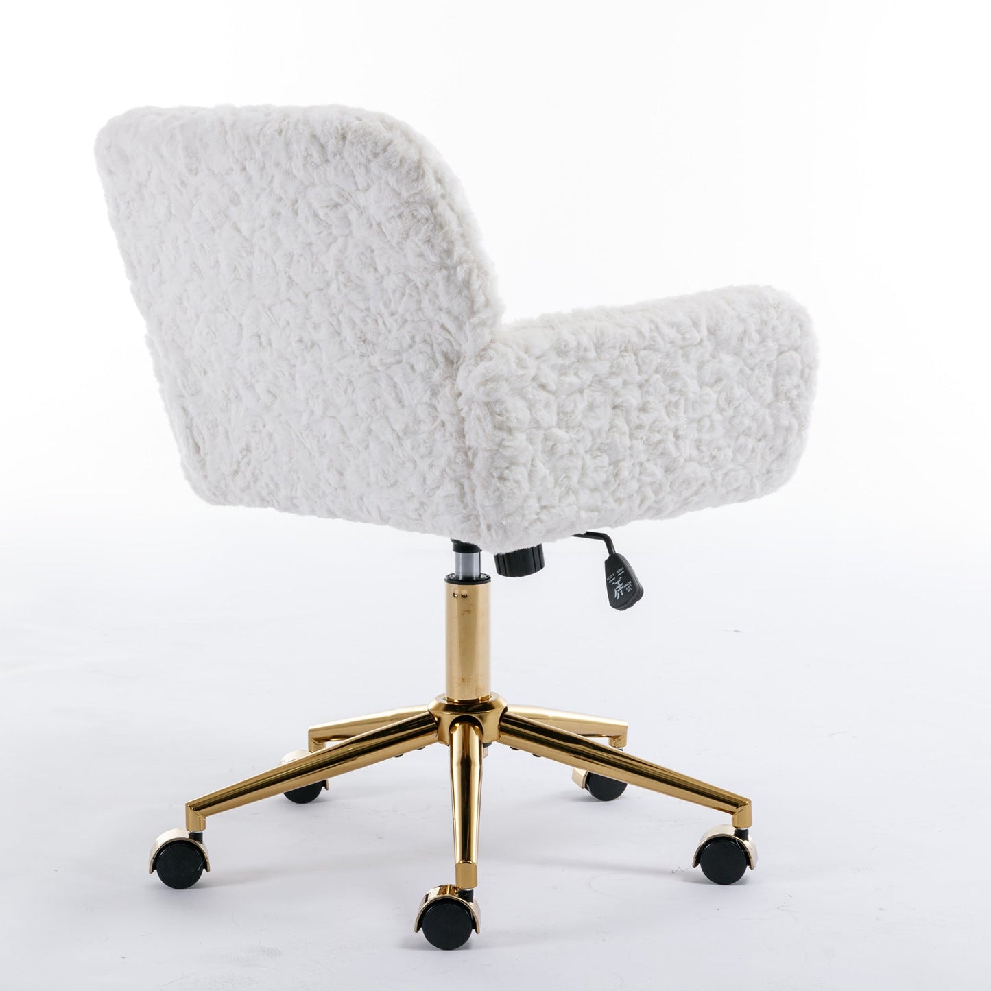 Chaise de bureau ajustable beige avec base en métal doré