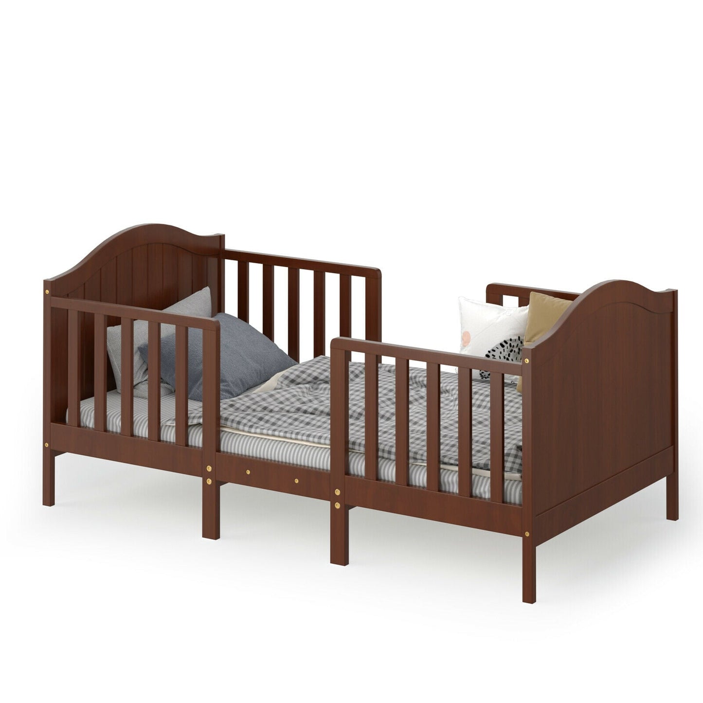 Cama Clásica Convertible de Madera 2 en 1 para Niños Pequeños - Marrón