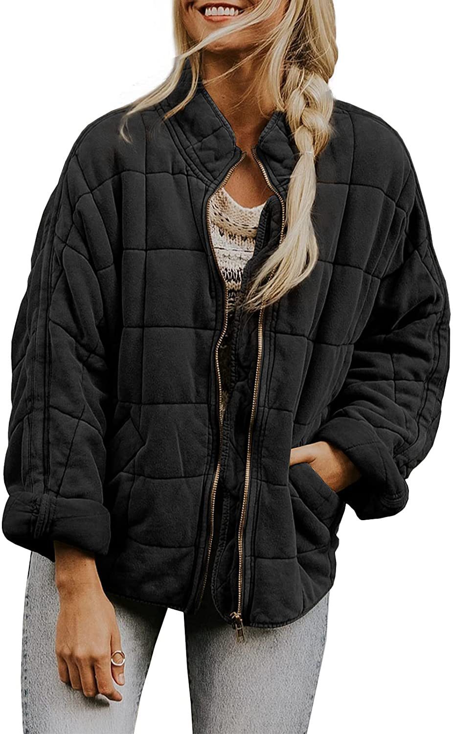 Veste d'hiver élégante à col montant zippée pour femmes