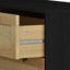 Elegante gabinete de almacenamiento de 3 cajones con cajones tejidos de cuerda