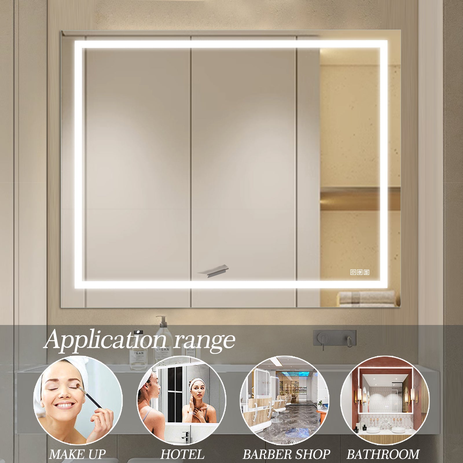 LED Bathroom Mirror 48x 36 Inch with lights, anti-Fog & Dimming Led Bathroom Vanity Mirror - Korvel