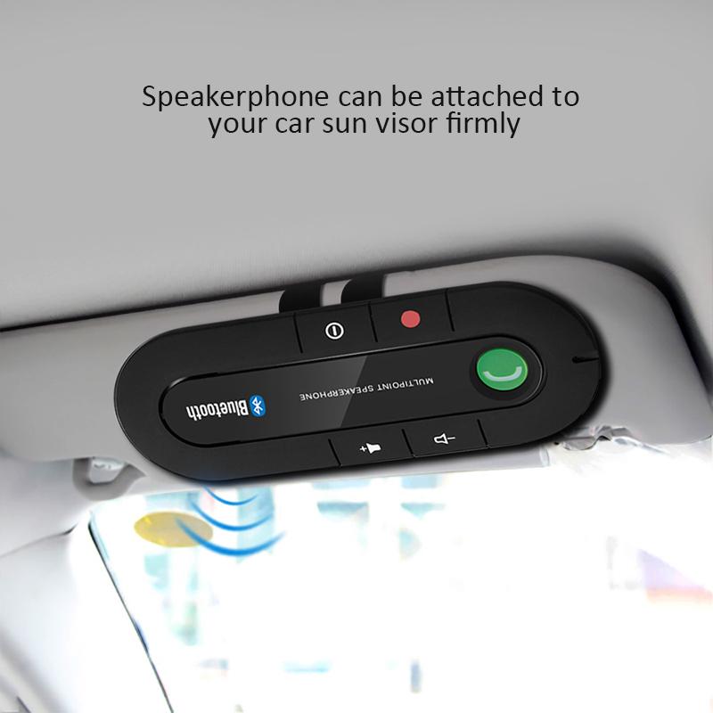 ANLUD Wireless Bluetooth Handsfree Car Kit Multipoint Speakerphone MP3 Music Player Sun Visor - Korvel
