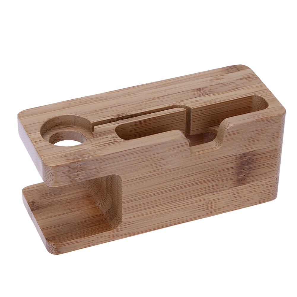 Alloet Wooden Charging Dock Station for Mobile Phone Holder Stand Bamboo Charger Stand Base For Apple Watch and For iphone - Korvel