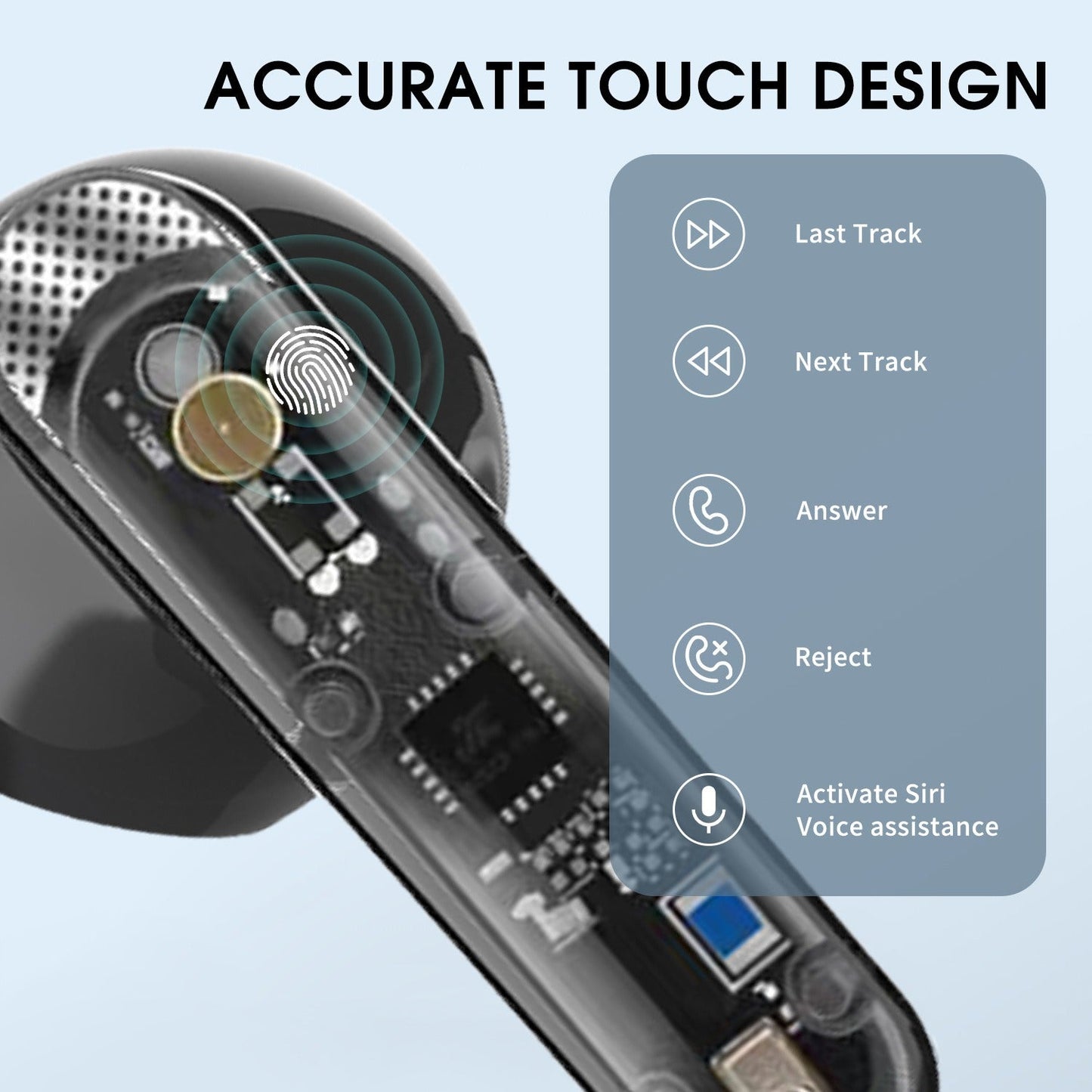 AKZ-S26 Wireless Sports Earphones Mini Transparent Shell Bluetooth Earphones TWS Lightweight Running Tpye-c Heavy Bass - Korvel
