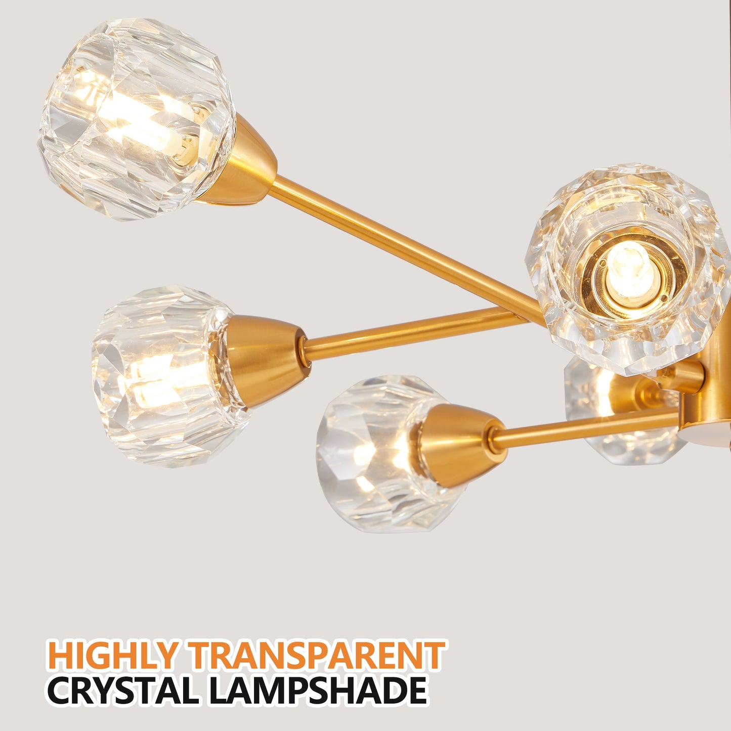 Modern Crystal Chandeliers, 9 Lights Golden Chandelier for Living Room Bedroom (Bulbs Not Included) - Korvel