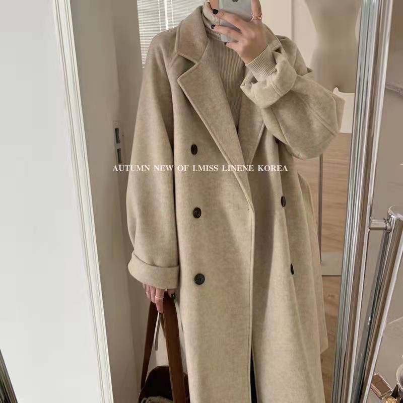 Manteau en laine mi-long pour femmes pour l'automne et l'hiver