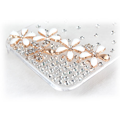 Funda de Rhinestone con Flor Brillante Transparente para iPhone 4/4S