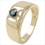 14K Yellow Gold Plated Blue Diamond Sterling Silver Engagement Ring