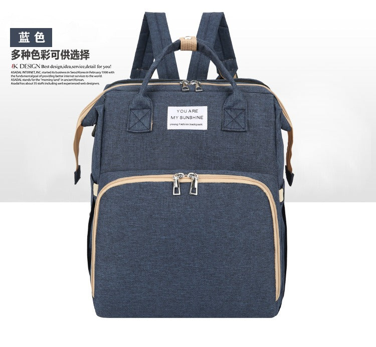 Portable Foldable Bed Mommy Bag For Going Out Lightweight And Large Capacity Mother And Baby Bag Backpack - Korvel