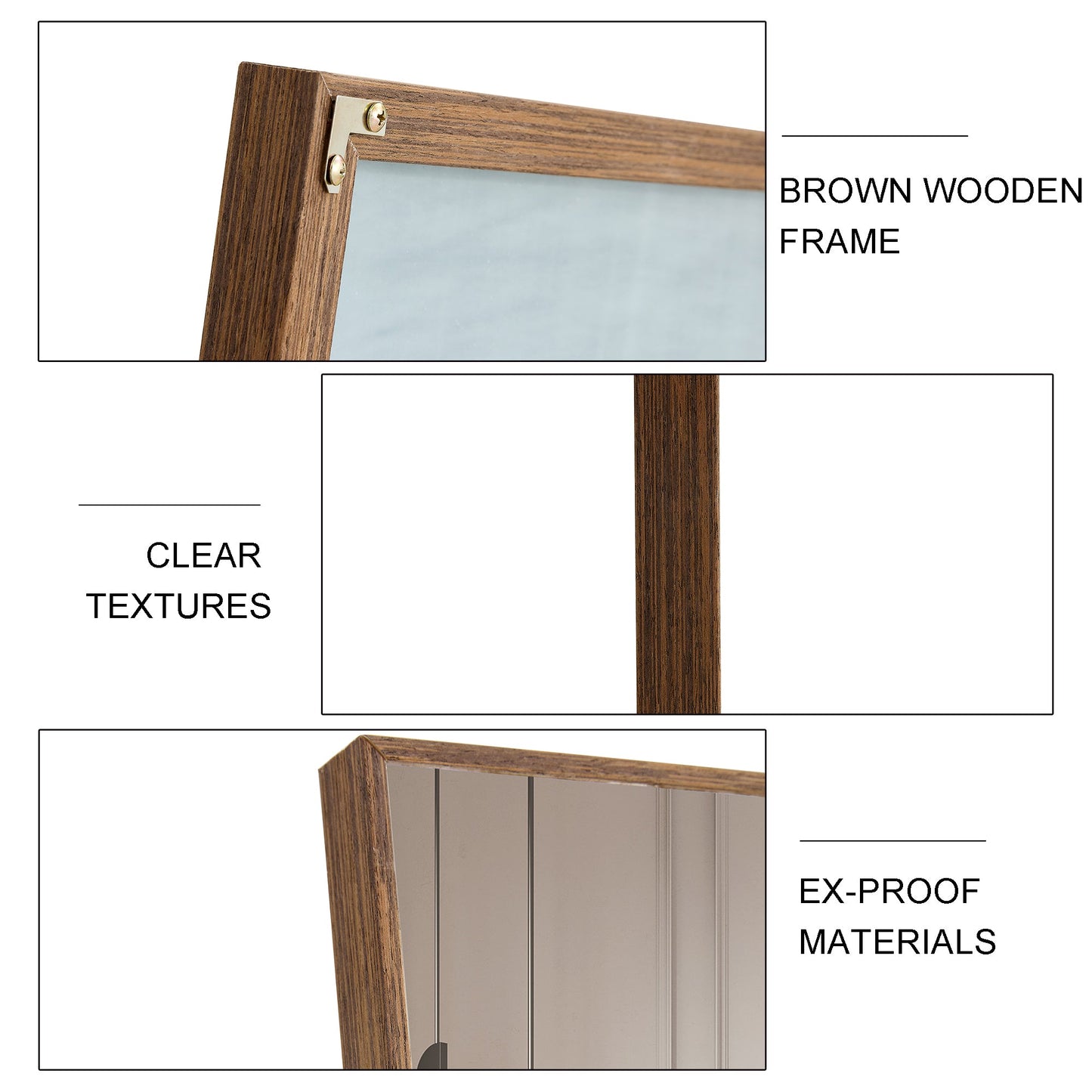 60x17 Brown Solid Wood Frame Full-length Mirror, Dressing Mirror, Bedroom Home Porch - Korvel