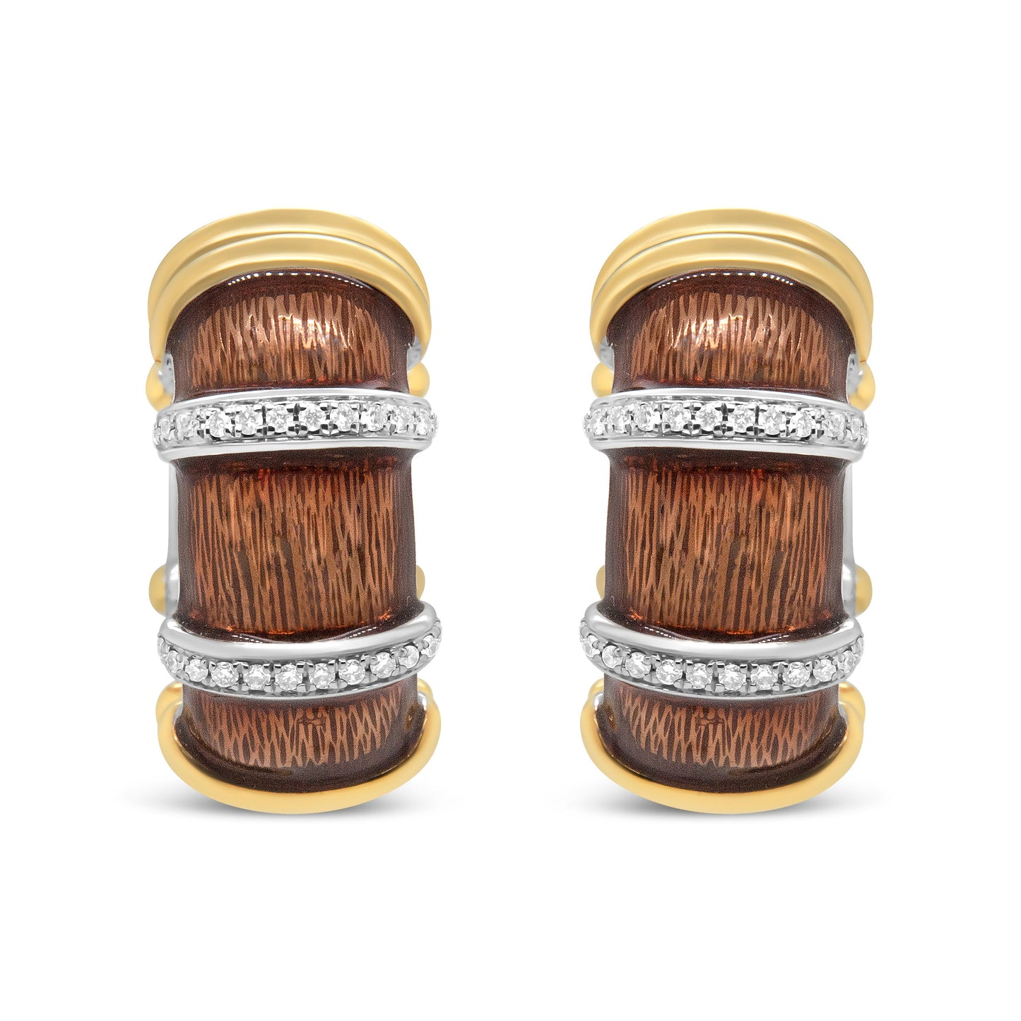18K Gold Flash Plated Sterling Silver Huggie Hoop Earrings with Diamonds