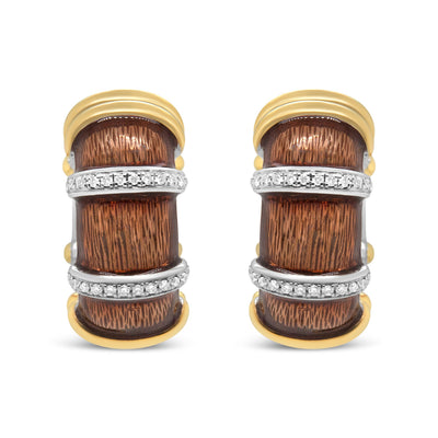 Pendientes de aro huggie de plata esterlina chapados en oro de 18 quilates con diamantes