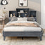 Queen Size Storage Platform Bed Frame with USB Charging - Gray