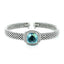 Bracelet jonc en texture popcorn avec topaze bleue et diamants