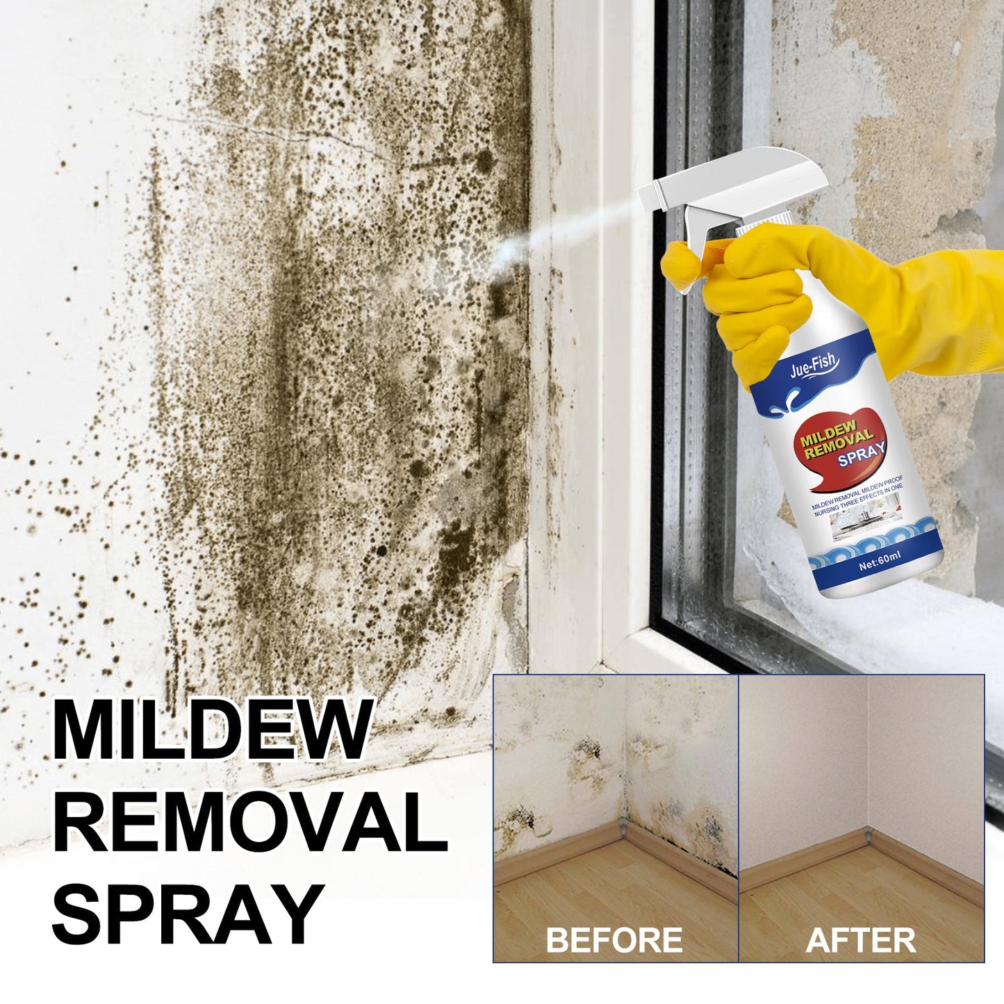 Mildew Removal Spray, Clean Mildew Stains On Bathroom Tile Walls And Ceiling Multi-Functional Mildew Stain Spray - Korvel