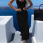 Slit Openwork V-Neck Sleeveless Cover Up - Korvel