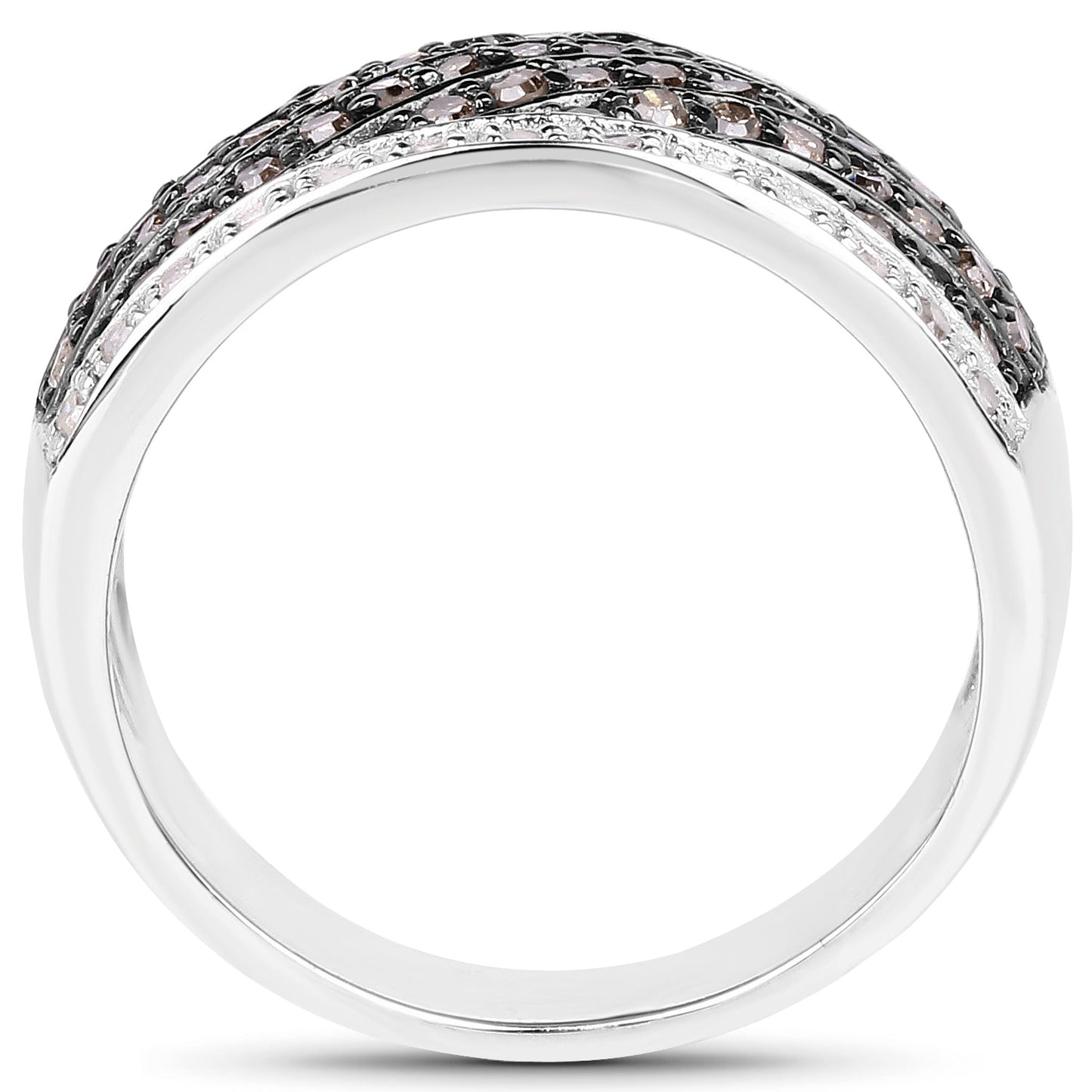 Bague en diamant champagne et blanc de 0,87 carat en argent sterling