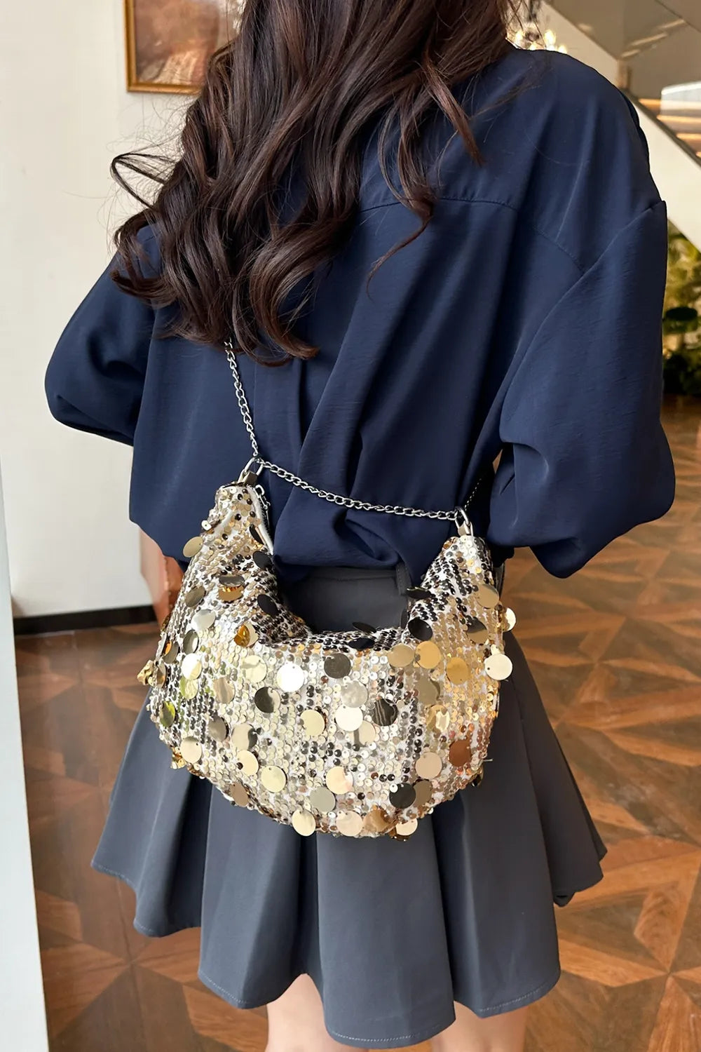 Sequin Chain Crossbody Bag - Korvel