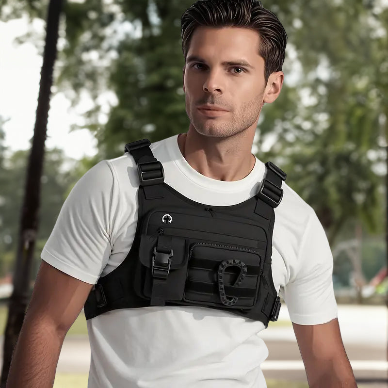 Men's Tactical Chest Bag - EDC Waterproof Anti-Theft Vest for Outdoor Cycling & Running - Korvel