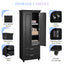 Tall Storage Cabinet with Two Drawers for Bathroom/Office, Black - Korvel