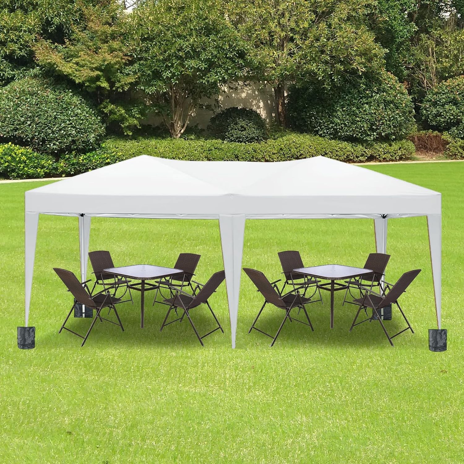 10'x20 'folding canopy with 6 detachable side walls outdoor activity shelters UPF 50+terrace portable tent (white) - Korvel