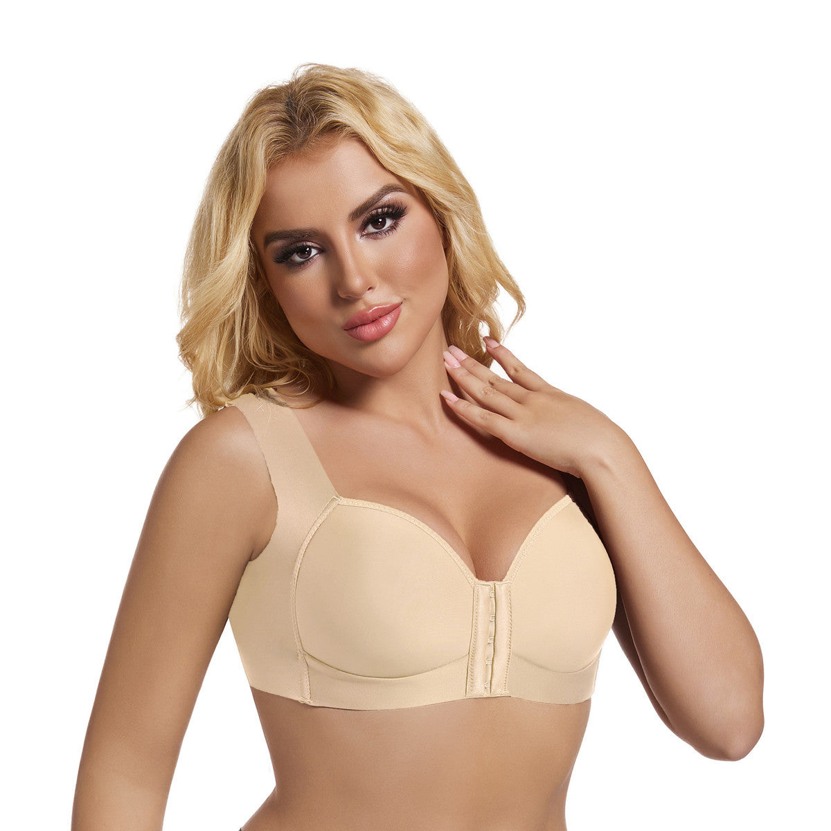 Smooth thin bra front buckle sexy gathering without steel ring adjustment women's underwear - Korvel