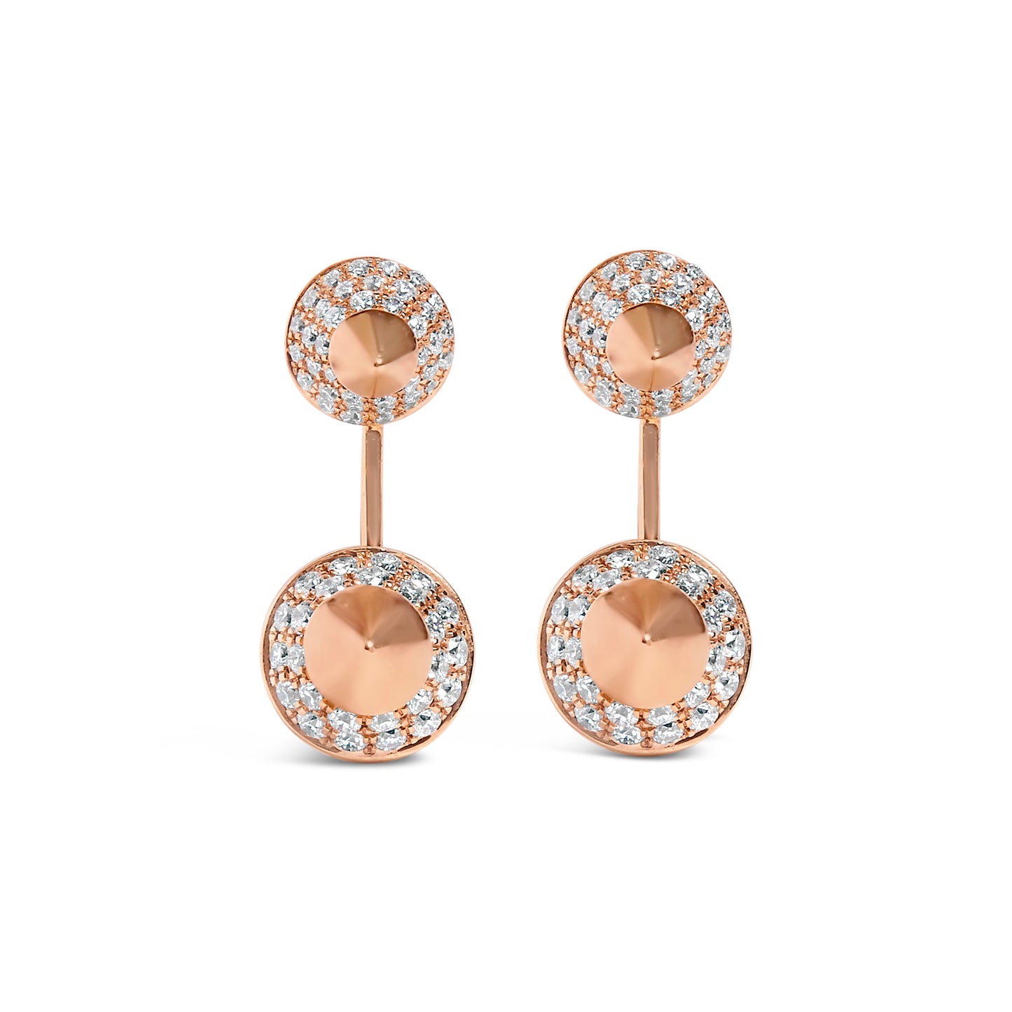 Boucles d'oreilles en diamant à double cône en or rose 14K