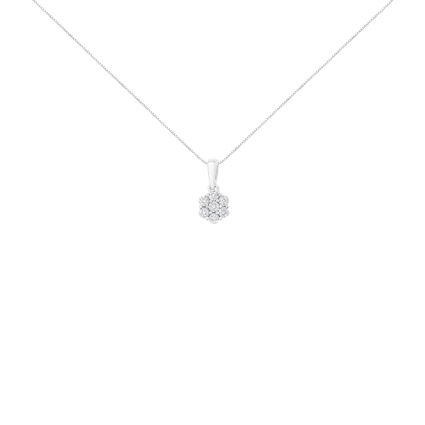 Collar de diamantes en forma de flor de oro blanco de 14 quilates