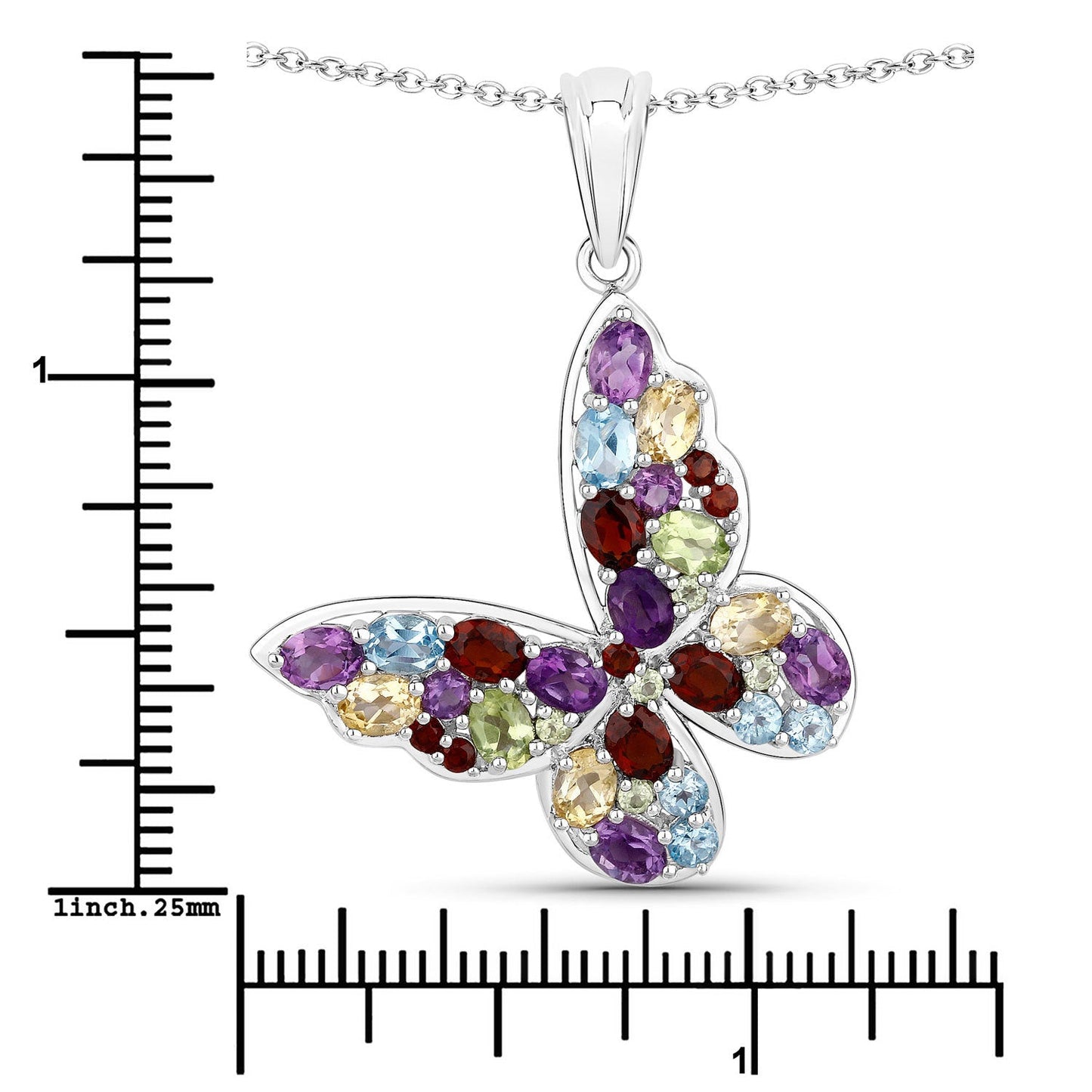Pendentif papillon multi-stones de 3,80 carats en argent sterling