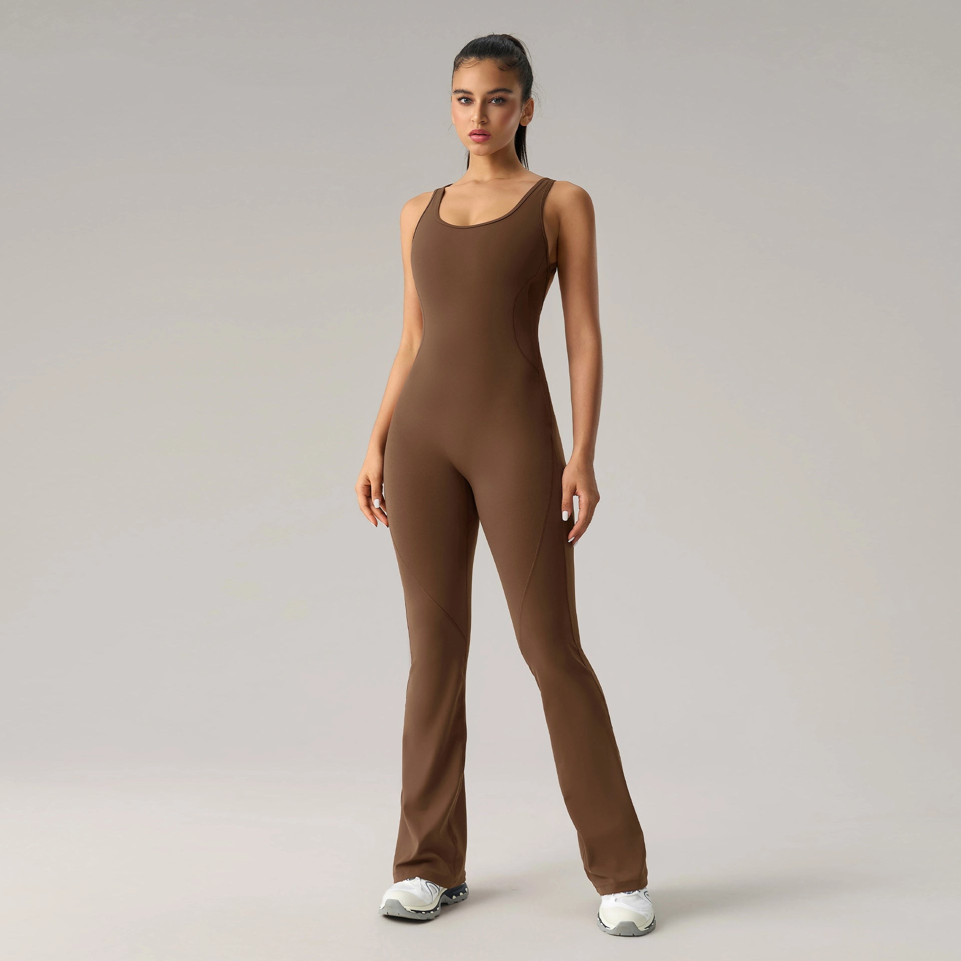 Horn yoga jumpsuit beautiful back elastic body shaping fitness suit tight fitting vest sportswear for women - Korvel
