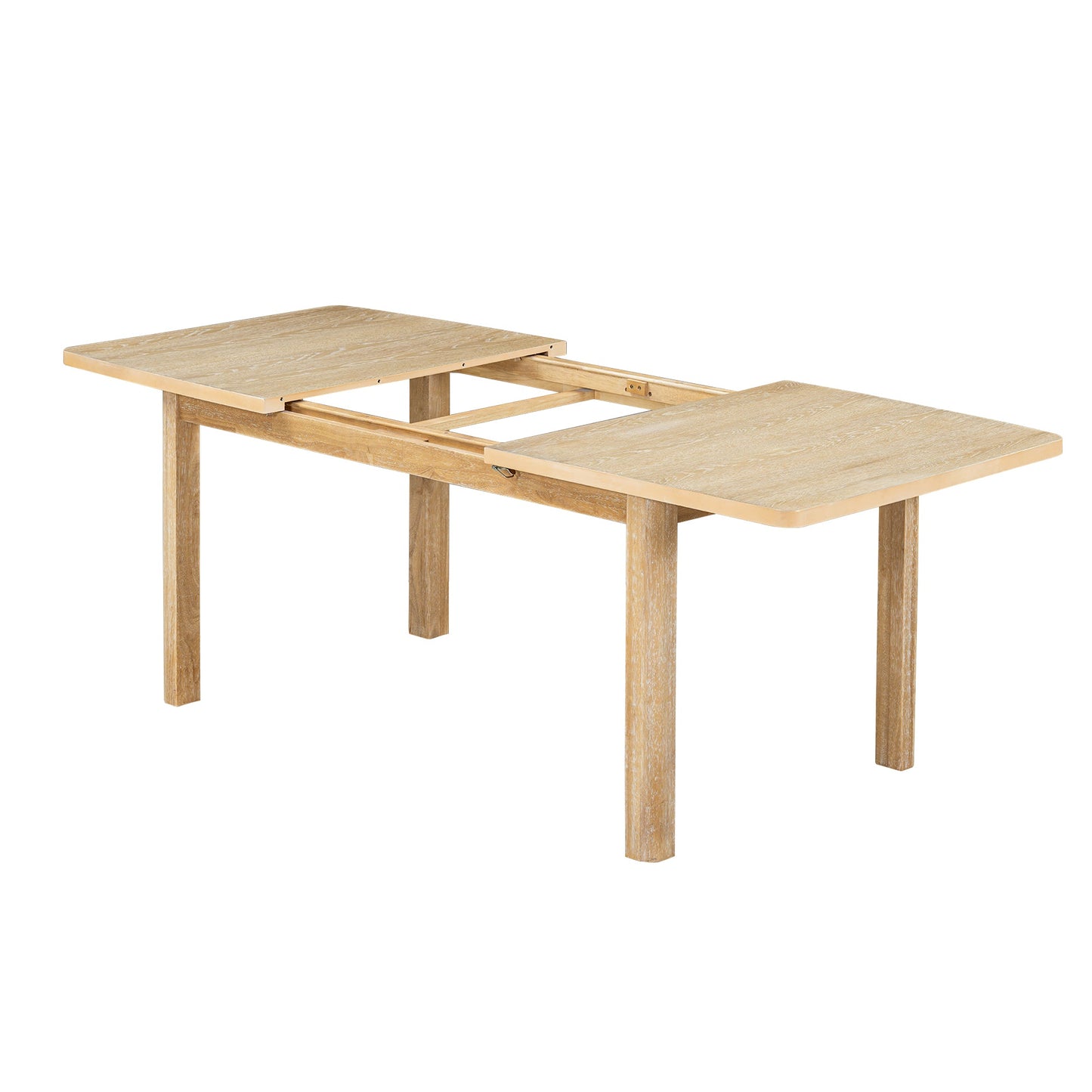 TOPMAX expandable 84 inch dining table set with 24 inch detachable leaves, 6 armless chairs and 2 armchairs  9 pieces natural - Korvel