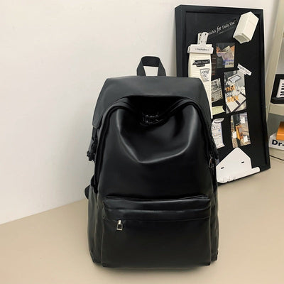 Sac à dos pour hommes en cuir PU grande capacité Travel Out