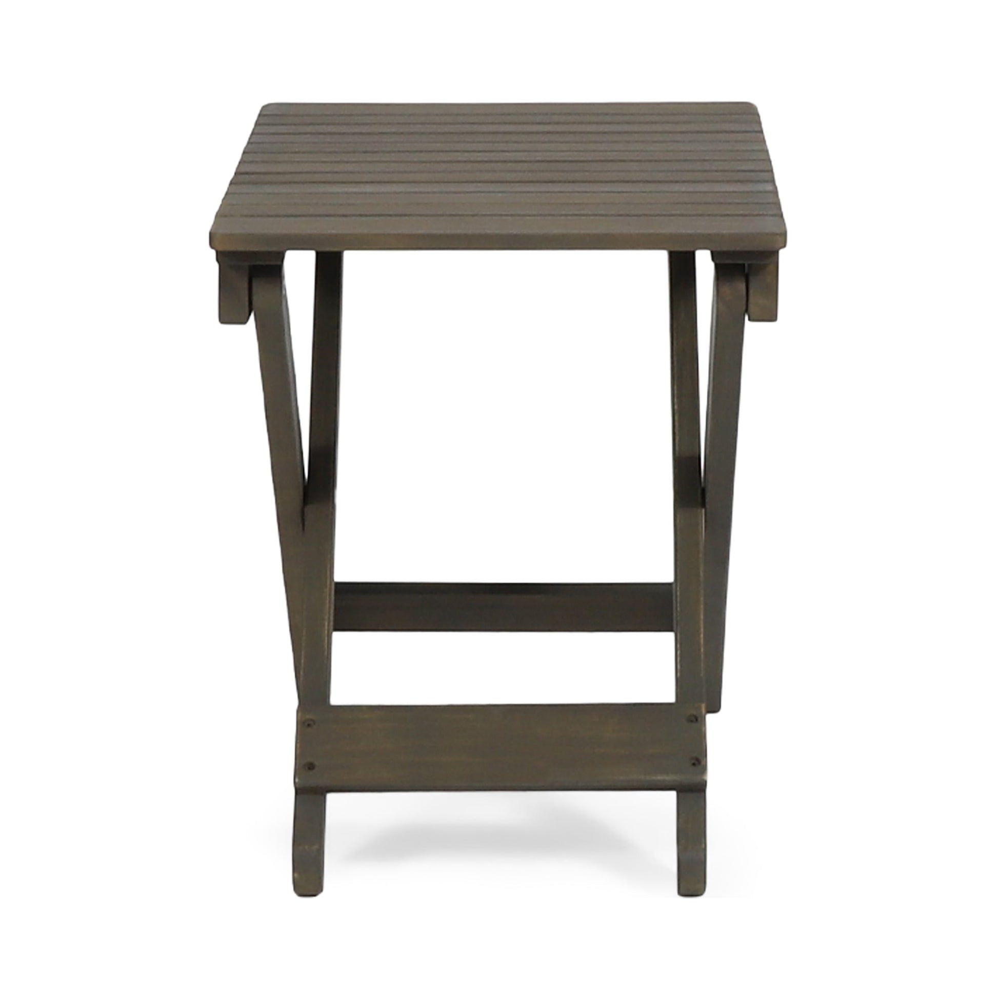Outdoor Folding Wooden Side Table, Gray, 15"D x 22.75"W x 18.25"H - Korvel