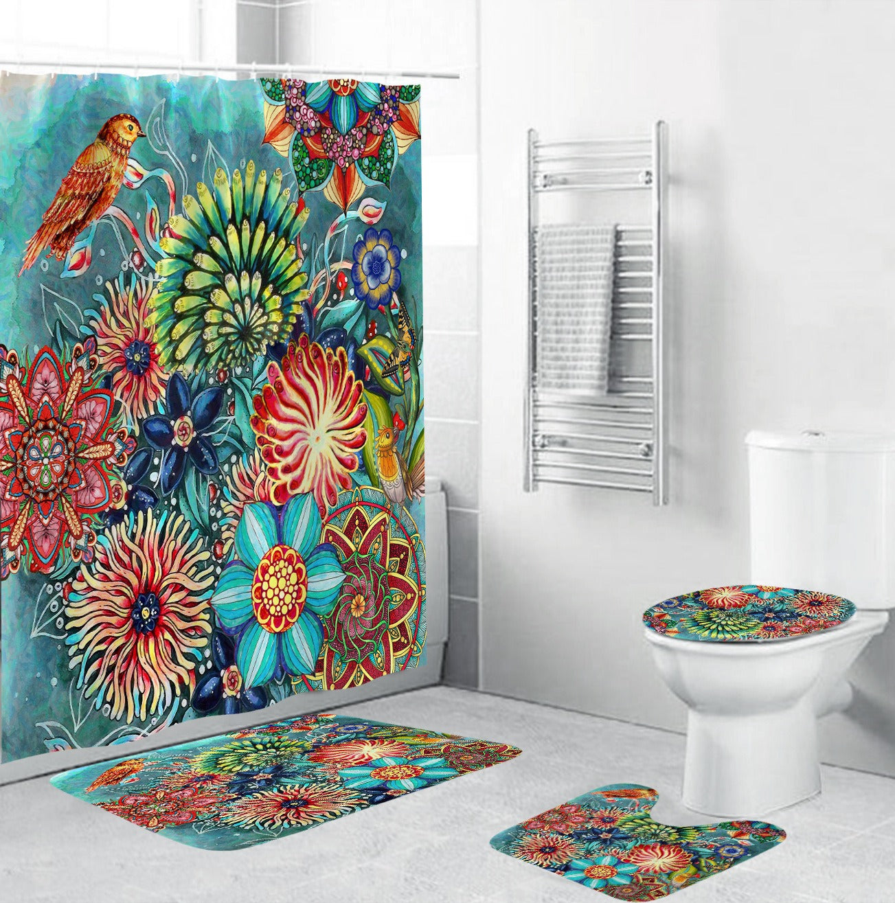 Bohemian Style 3D Digital Printing Polyester Waterproof and Mold Proof Shower Curtain Bathroom Shower Curtain - Korvel