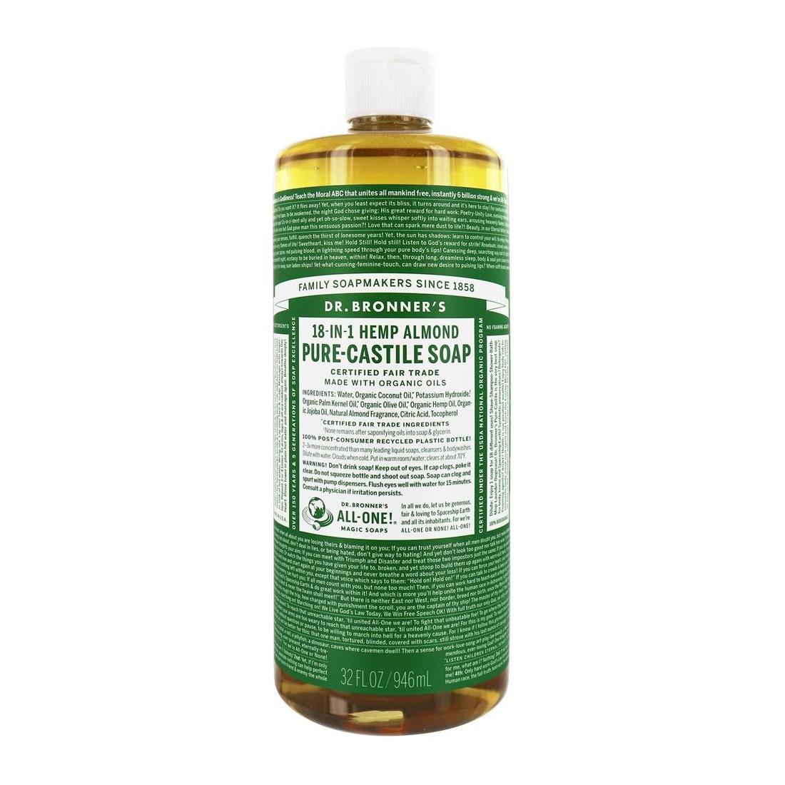 Savon liquide pur de Castille biologique Dr. Bronner - Amande 32 fl oz