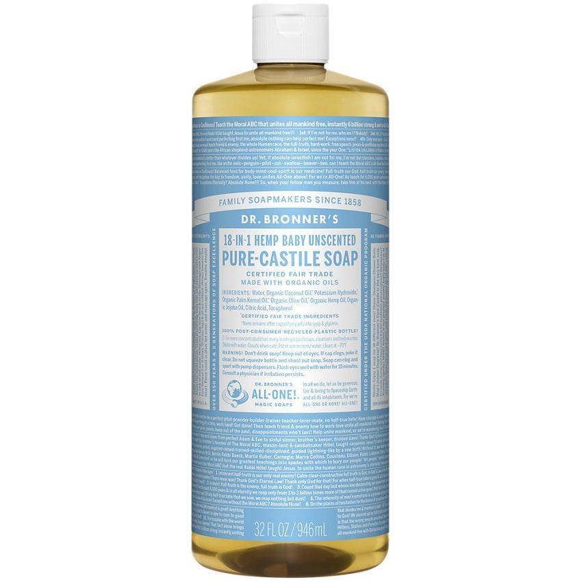 Dr. Bronner's Organic Pure Castile Soap Baby Mild Unscented 32 fl oz