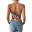 Retro strapless floral print slim fit new lace up chest hugging niche vest - Korvel