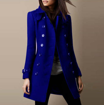 Ladies Spring Long Wool Trench Coat