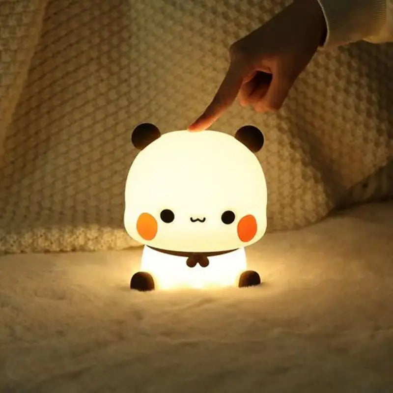Cute Panda Night Light LED Squishy Novelty Animal Touch Night Lamp 3 Modes Dimmable Baby kids Bedroom Night light Pat Lamp - Korvel