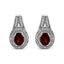 .925 Sterling Silver Red Garnet and Diamond Accent Stud Earrings