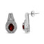 .925 Sterling Silver Red Garnet and Diamond Accent Stud Earrings