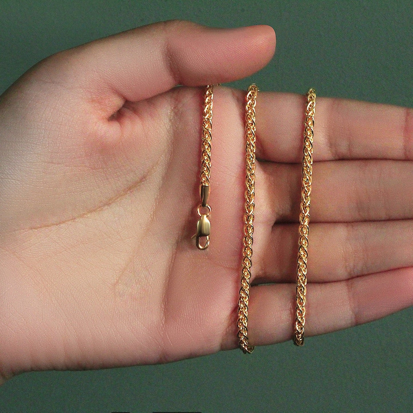14k Yellow Gold Lightweight Wheat Chain Necklace