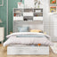 ueen Size Murphy Bed with Bookcase, Bedside Shelves and a Big Drawer, White - Korvel